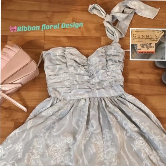 ✨ Blue Cinderella Gunne Sax Dress Ribbon🍒 - Picture 2 of 9